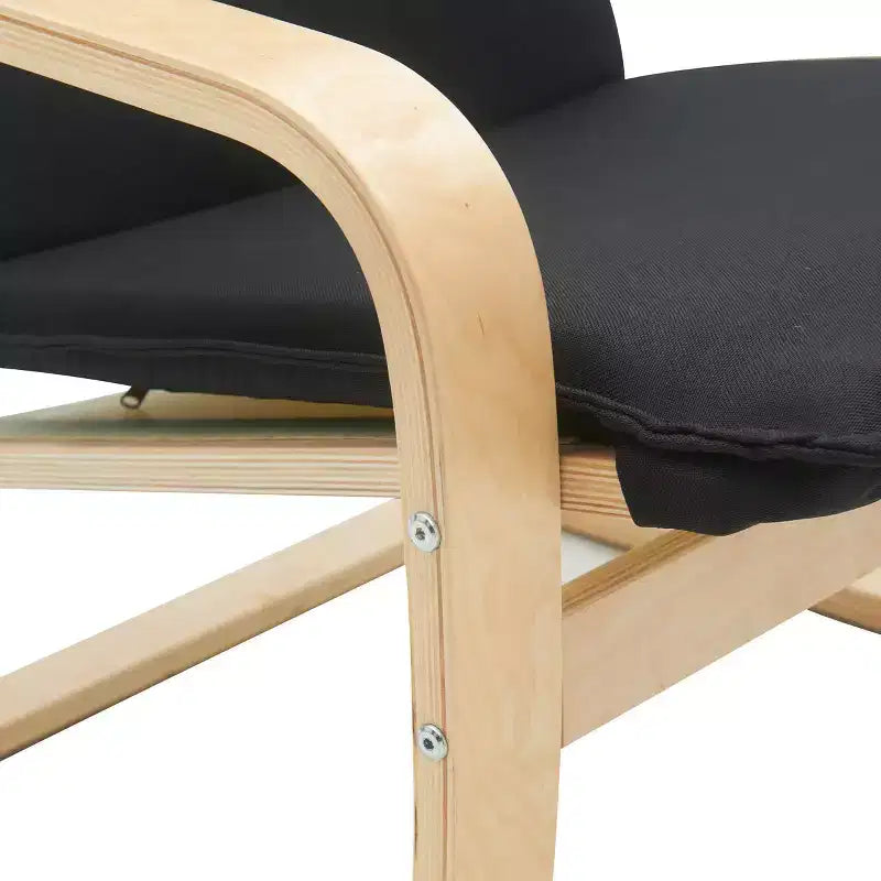 Sedia d'accento in legno curvato blu e mais, monoposto, con braccioli