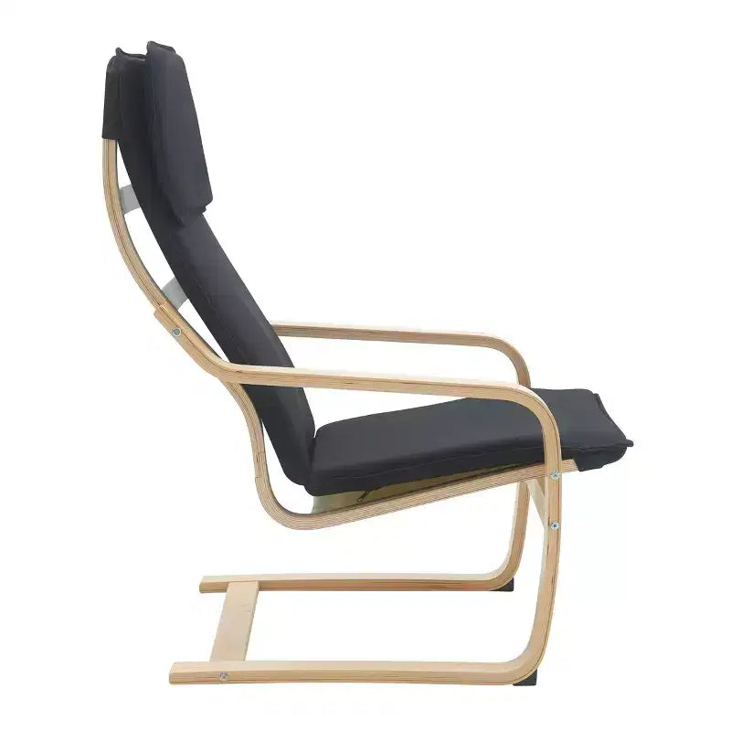 Sedia d'accento in legno curvato blu e mais, monoposto, con braccioli