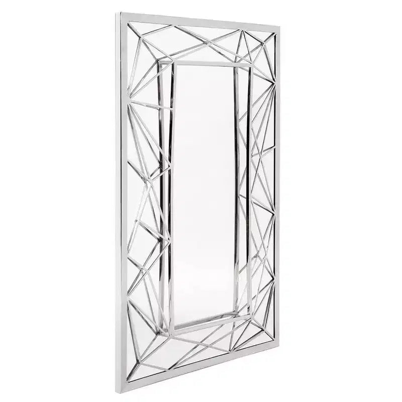 Specchio da Parete Rettangolare Argentato, Cornice in Acciaio Inox, Singolo