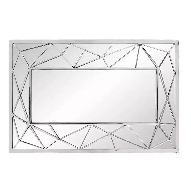 Specchio da Parete Rettangolare Argentato, Cornice in Acciaio Inox, Singolo