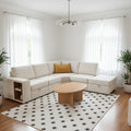 L-shaped Padded Modular Sofa with Storage Space, USB Ports, and Cup Holders on the Armrests, Suitable for Living Rooms, Offices, and Apartments.
