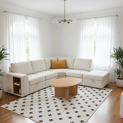 L-shaped Padded Modular Sofa with Storage Space, USB Ports, and Cup Holders on the Armrests, Suitable for Living Rooms, Offices, and Apartments.