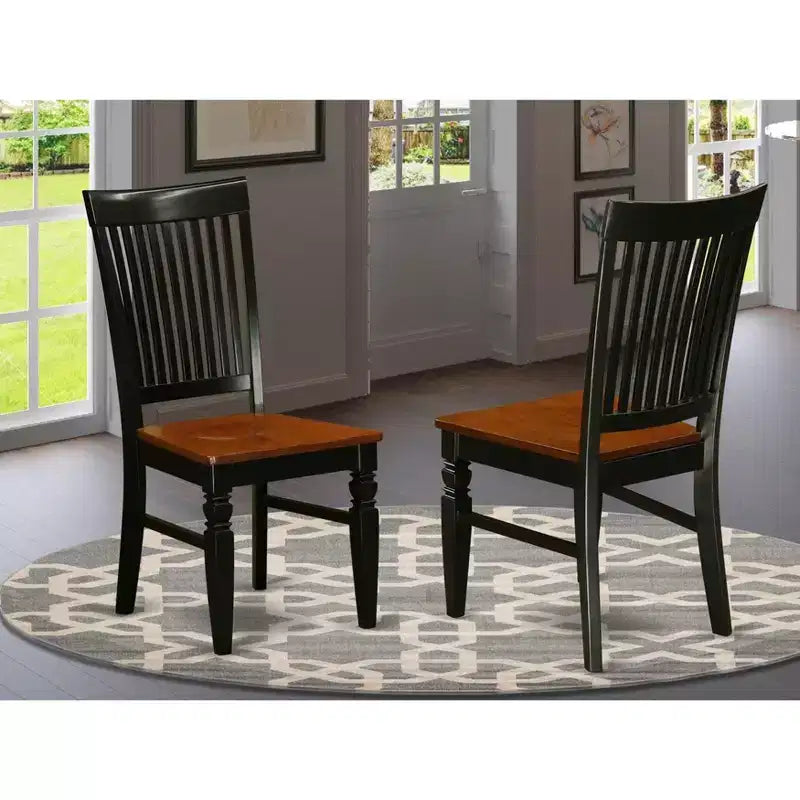 Sedie da pranzo con schienale a doghe bianco lino e colore latticello, set da 2