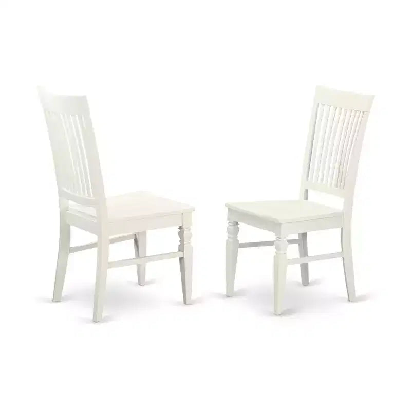 Sedie da pranzo con schienale a doghe bianco lino e colore latticello, set da 2