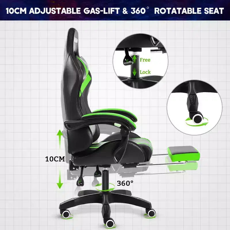 Sedia Gaming Racing Blu e Nera con Luce RGB e Poggiapiedi, per 1