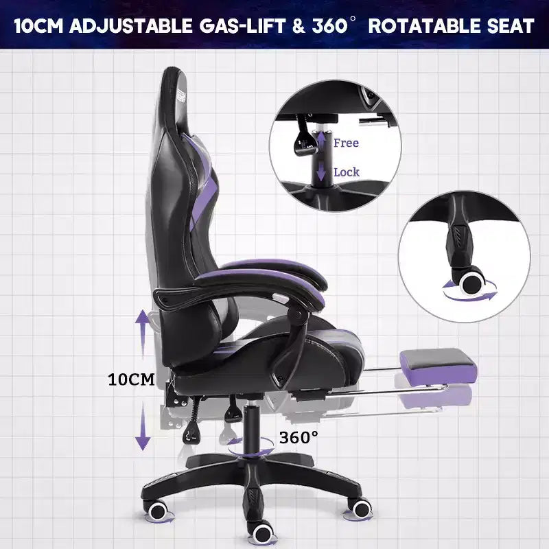 Sedia Gaming Racing Blu e Nera con Luce RGB e Poggiapiedi, per 1