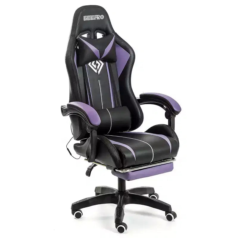 Sedia Gaming Racing Blu e Nera con Luce RGB e Poggiapiedi, per 1
