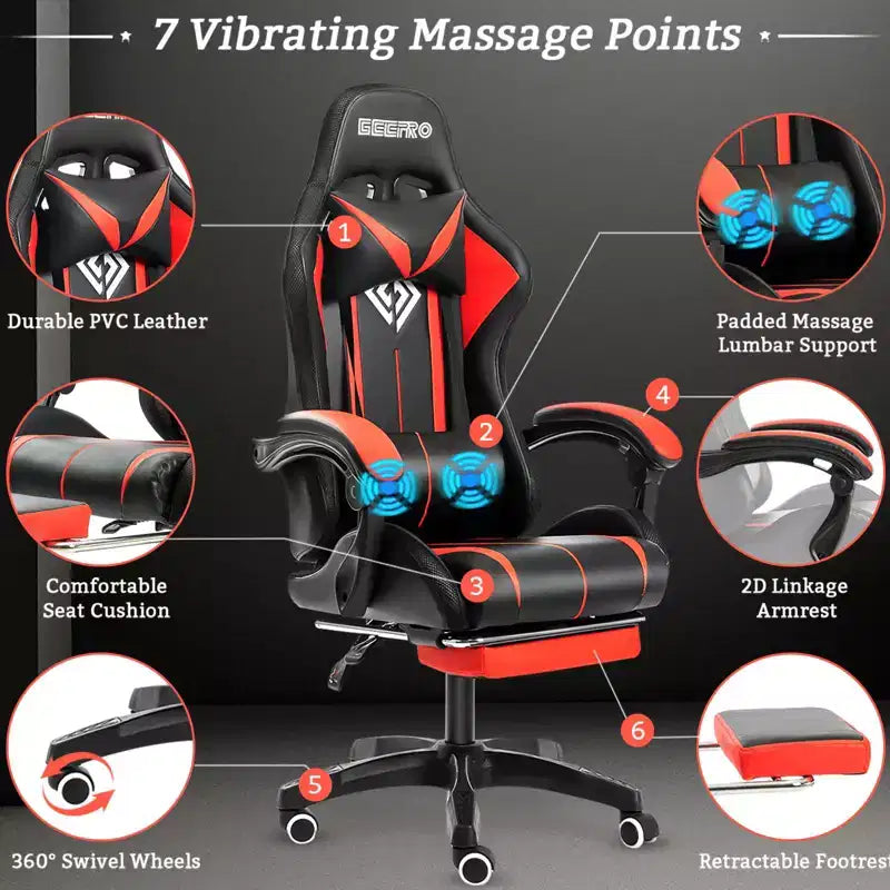 Sedia Gaming Racing Blu e Nera con Luce RGB e Poggiapiedi, per 1