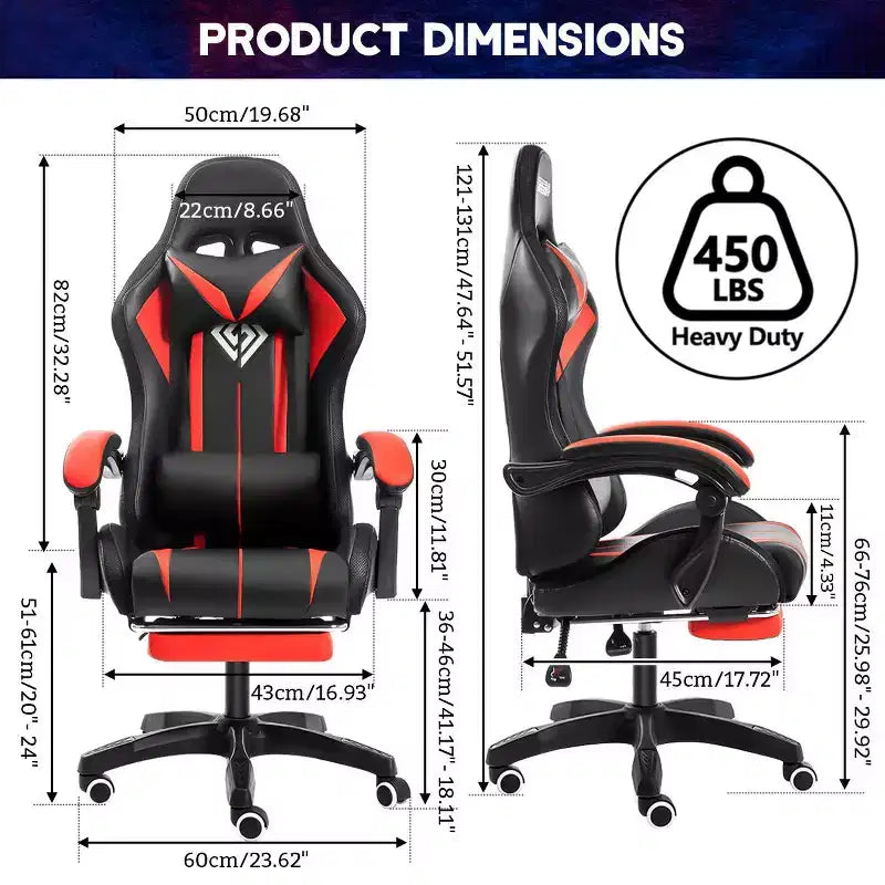 Sedia Gaming Racing Blu e Nera con Luce RGB e Poggiapiedi, per 1