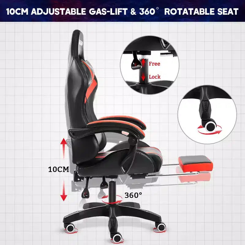 Sedia Gaming Racing Blu e Nera con Luce RGB e Poggiapiedi, per 1