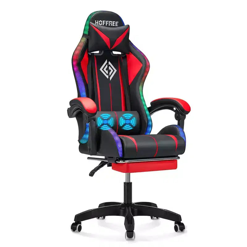 Sedia Gaming Racing Blu e Nera con Luce RGB e Poggiapiedi, per 1