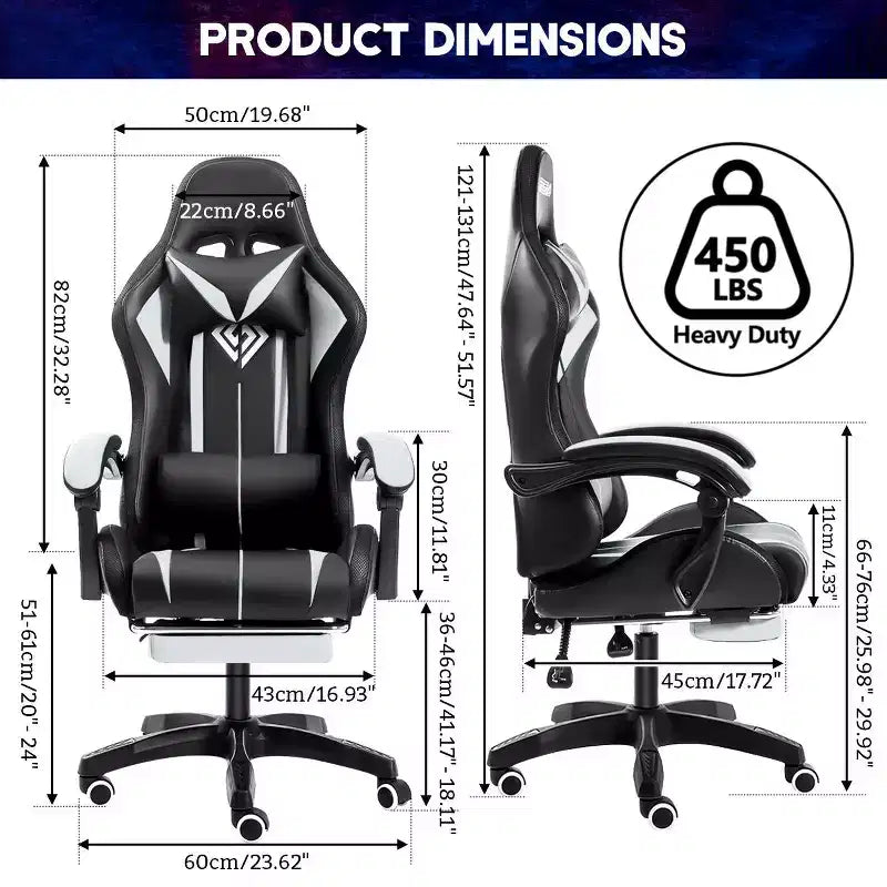 Sedia Gaming Racing Blu e Nera con Luce RGB e Poggiapiedi, per 1
