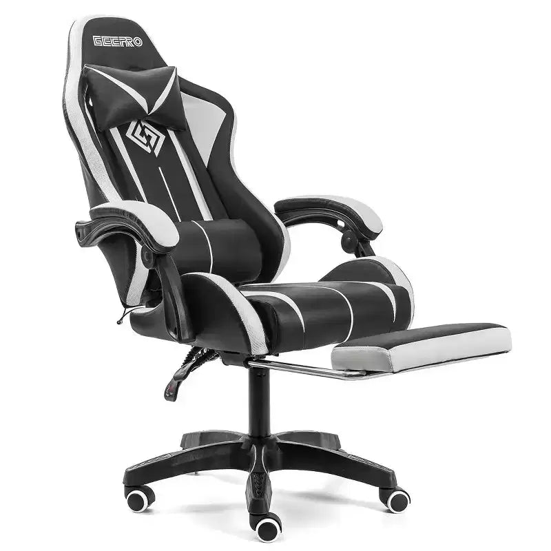 Sedia Gaming Racing Blu e Nera con Luce RGB e Poggiapiedi, per 1