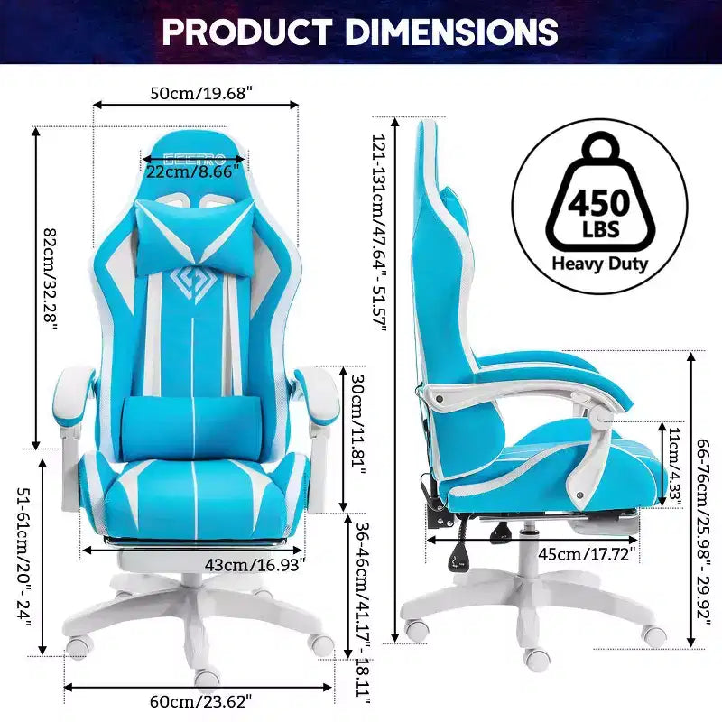 Sedia Gaming Racing Blu e Nera con Luce RGB e Poggiapiedi, per 1