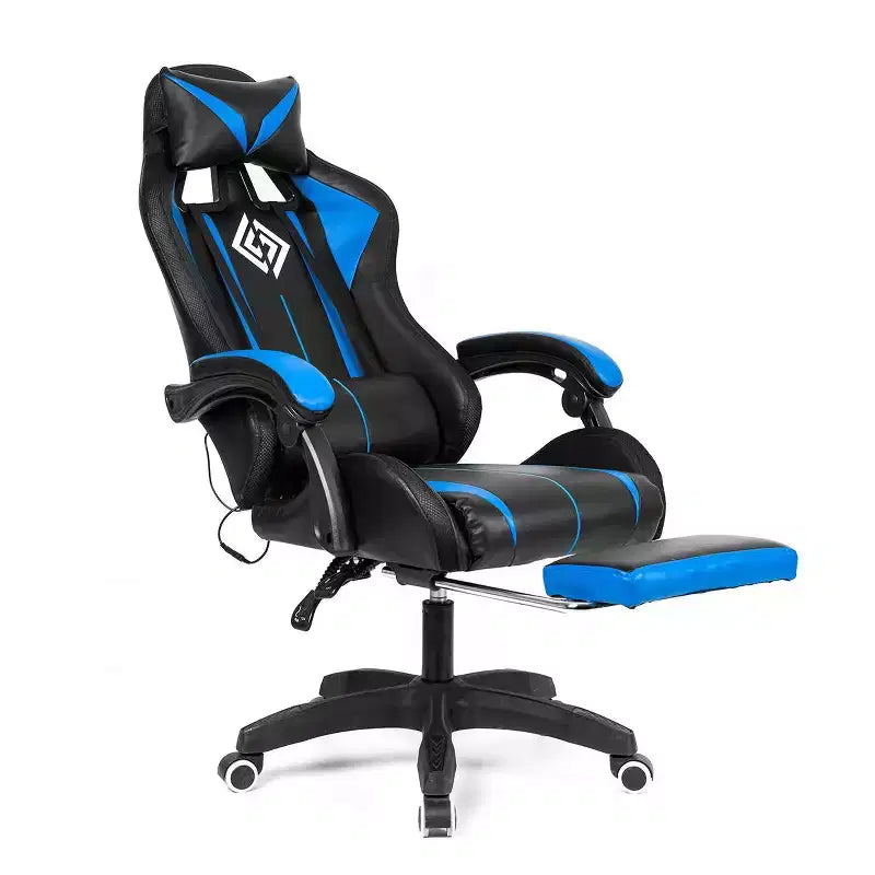 Sedia Gaming Racing Blu e Nera con Luce RGB e Poggiapiedi, per 1