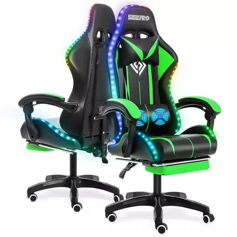 Sedia Gaming Racing Blu e Nera con Luce RGB e Poggiapiedi, per 1