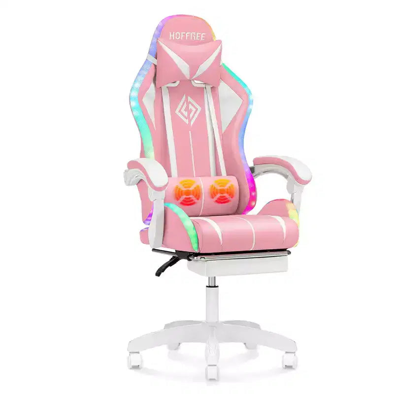 Sedia Gaming Racing Blu e Nera con Luce RGB e Poggiapiedi, per 1