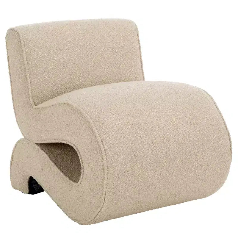 Poltrona d'accento senza braccioli in bouclé beige, 1 posto