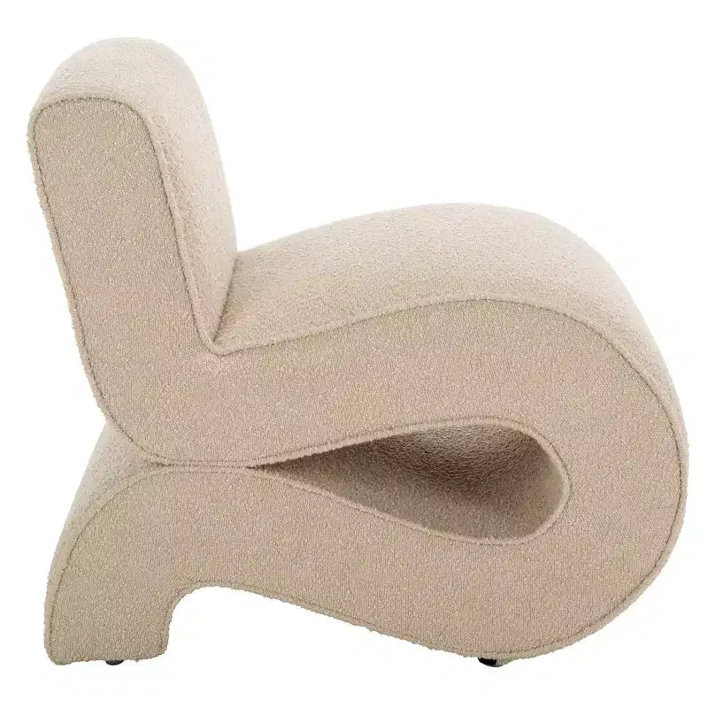 Poltrona d'accento senza braccioli in bouclé beige, 1 posto