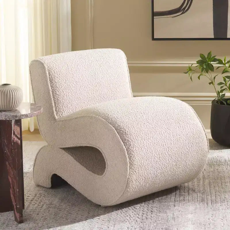 Poltrona d'accento senza braccioli in bouclé beige, 1 posto