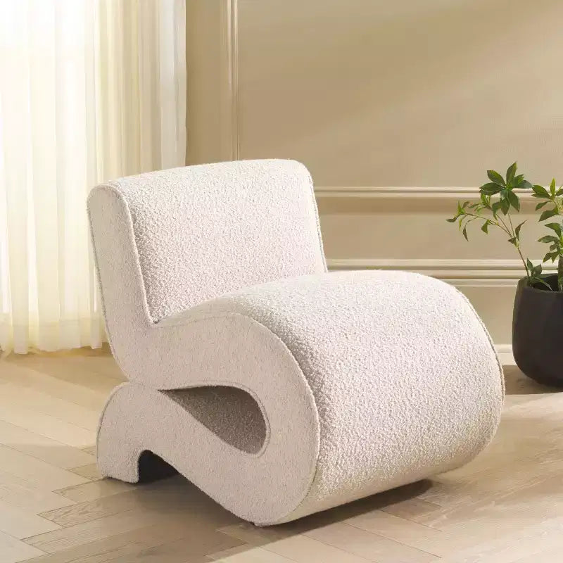 Poltrona d'accento senza braccioli in bouclé beige, 1 posto