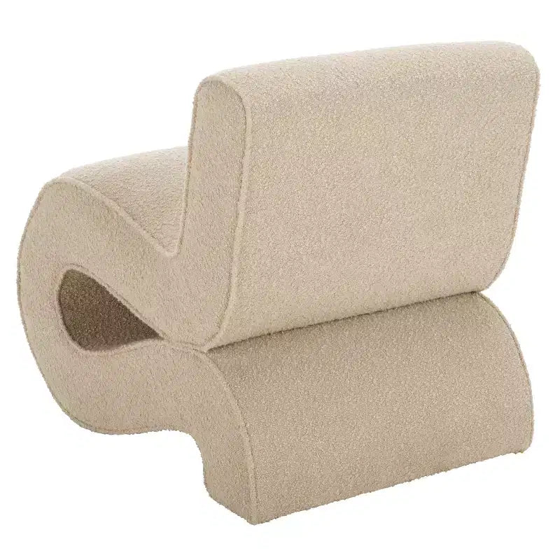 Poltrona d'accento senza braccioli in bouclé beige, 1 posto