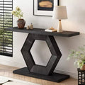 Modern Entryway Console Table with Hollow Hexagon Base, MDF & Fir Veneer Accent Table for Hallway, Entryway and Living Room - ModernLuxe