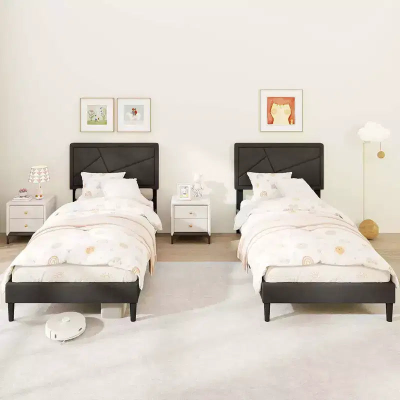 Telaio letto imbottito a piattaforma, con testiera alta, trapuntato, grigio – Singolo/Matrimoniale francese/Matrimoniale, 1–2 persone