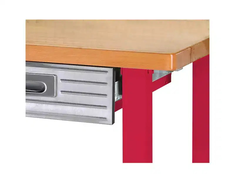Banco da Lavoro Illuminato con Piano in Legno e Pannello Forato – Granito / Grafite / Rosso / Bianco