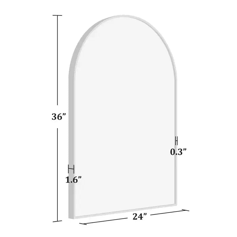 Specchio da parete ad arco dorato, singolo, con cornice sottile
