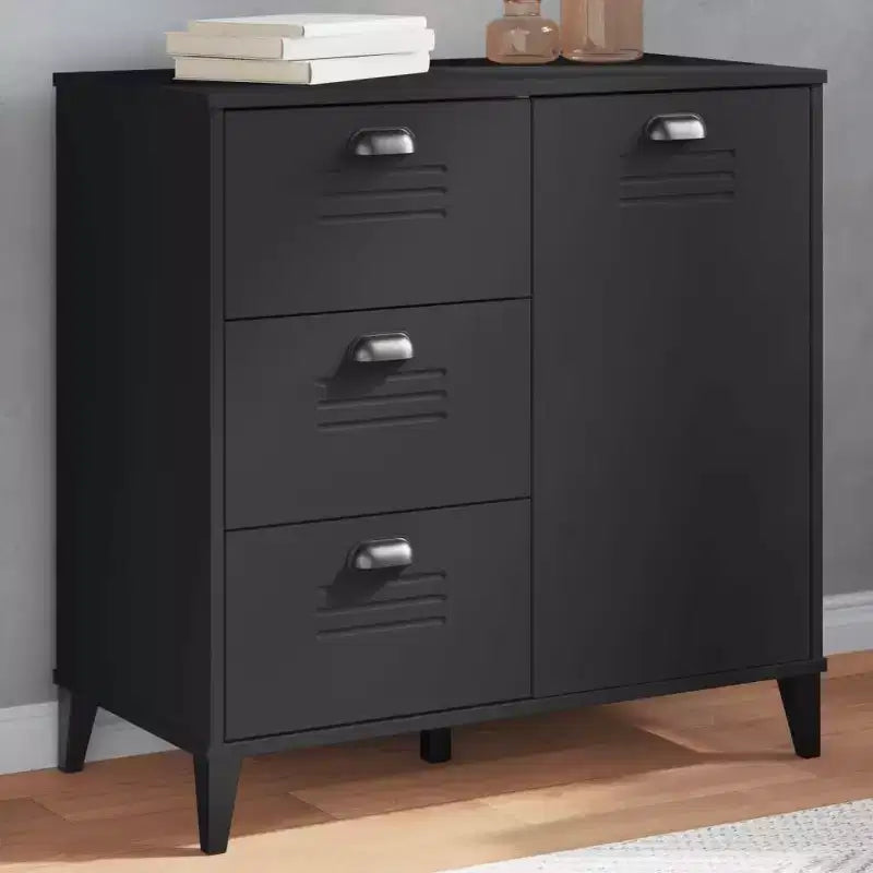 Credenza in pino massello con 3 cassetti e 3 ante – Antracite / Nero / Bianco