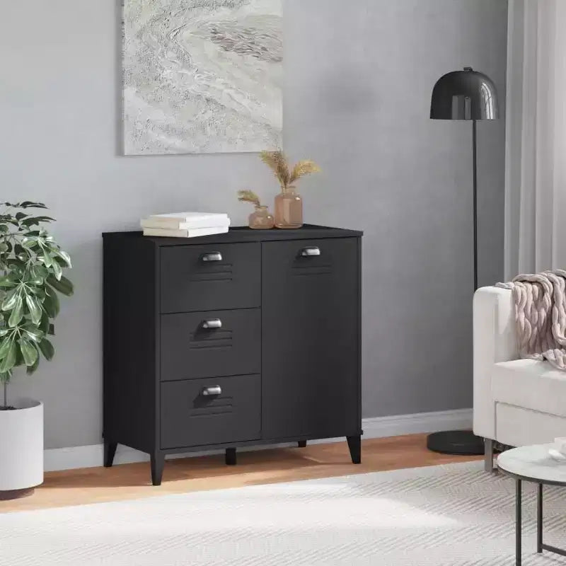 Credenza in pino massello con 3 cassetti e 3 ante – Antracite / Nero / Bianco