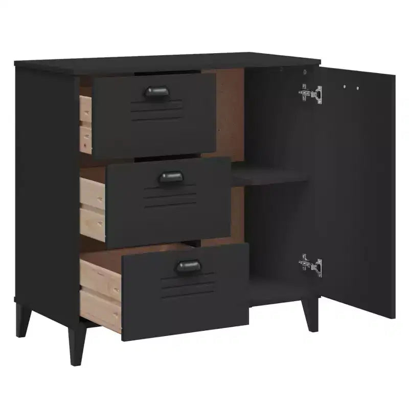Credenza in pino massello con 3 cassetti e 3 ante – Antracite / Nero / Bianco