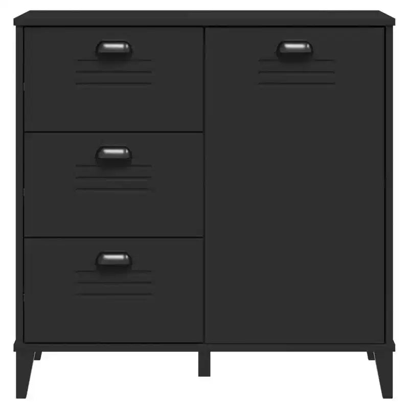 Credenza in pino massello con 3 cassetti e 3 ante – Antracite / Nero / Bianco