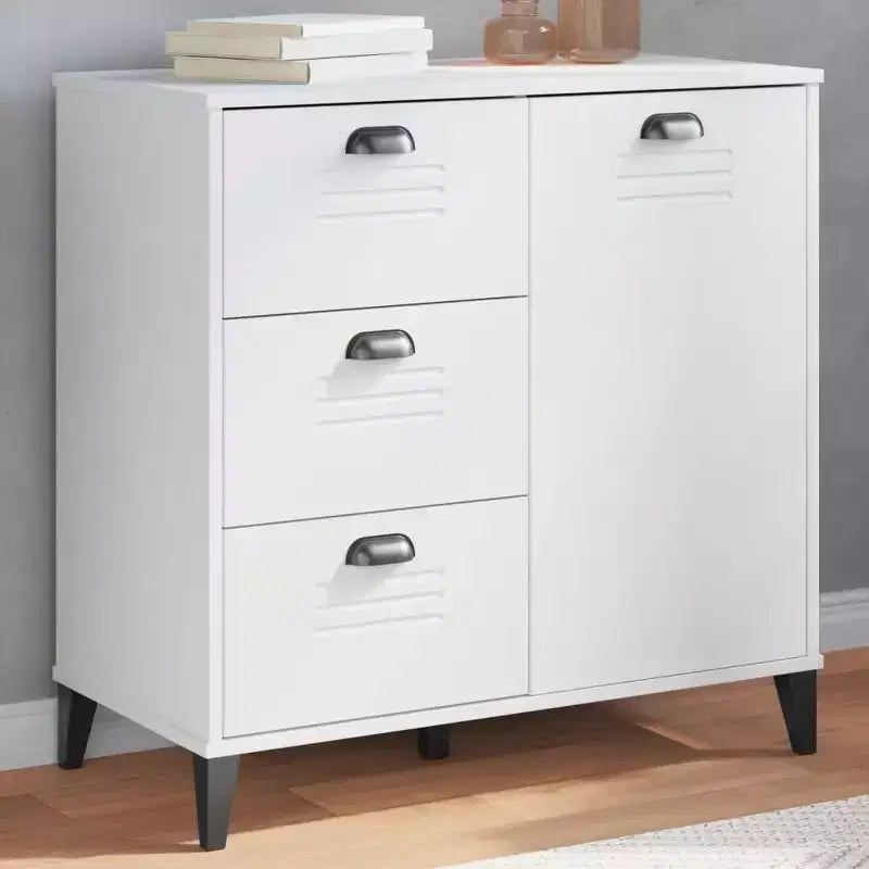 Credenza in pino massello con 3 cassetti e 3 ante – Antracite / Nero / Bianco