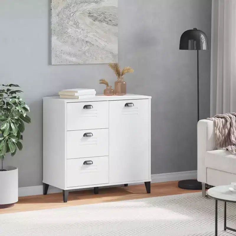 Credenza in pino massello con 3 cassetti e 3 ante – Antracite / Nero / Bianco