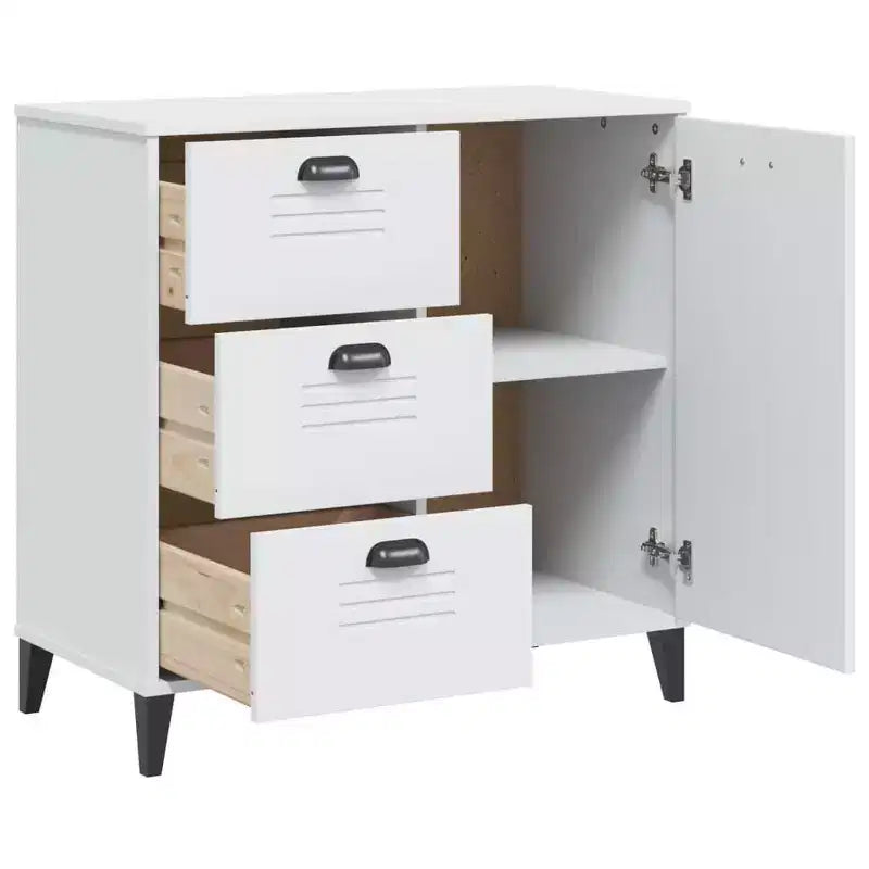 Credenza in pino massello con 3 cassetti e 3 ante – Antracite / Nero / Bianco