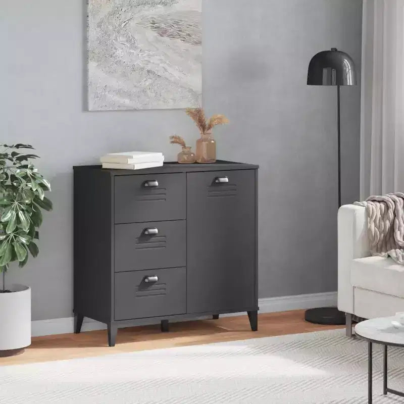 Credenza in pino massello con 3 cassetti e 3 ante – Antracite / Nero / Bianco