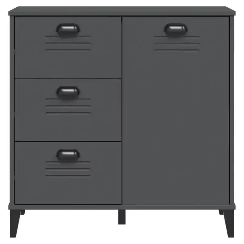 Credenza in pino massello con 3 cassetti e 3 ante – Antracite / Nero / Bianco