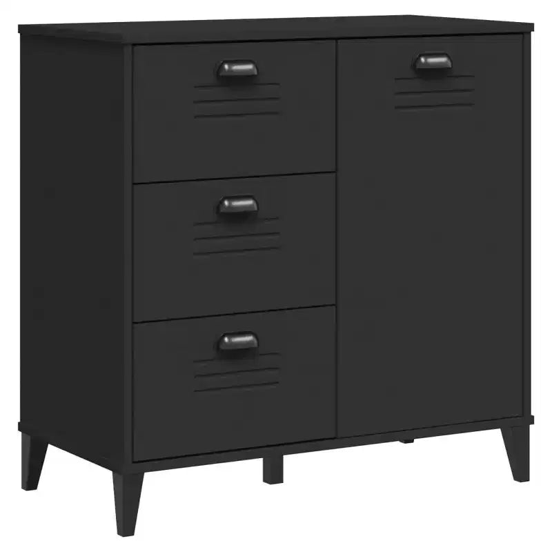 Credenza in pino massello con 3 cassetti e 3 ante – Antracite / Nero / Bianco