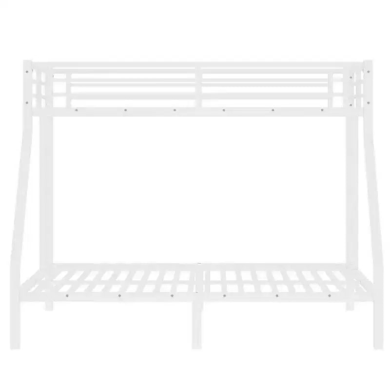 Letto a castello in metallo nero/bianco, Twin XL sopra Queen, 2 scale, sponda di sicurezza, per 2 persone