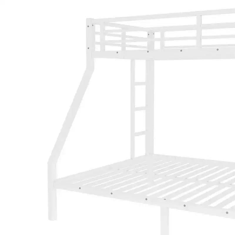 Letto a castello in metallo nero/bianco, Twin XL sopra Queen, 2 scale, sponda di sicurezza, per 2 persone