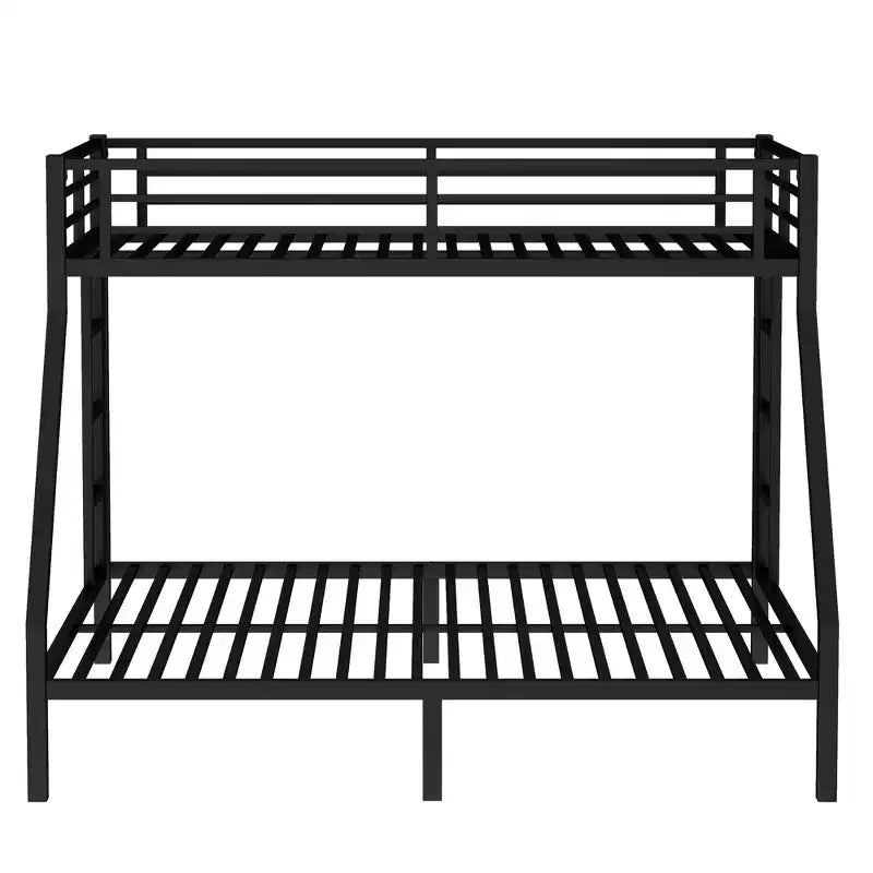 Letto a castello in metallo nero/bianco, Twin XL sopra Queen, 2 scale, sponda di sicurezza, per 2 persone