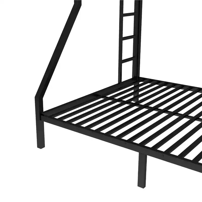 Letto a castello in metallo nero/bianco, Twin XL sopra Queen, 2 scale, sponda di sicurezza, per 2 persone
