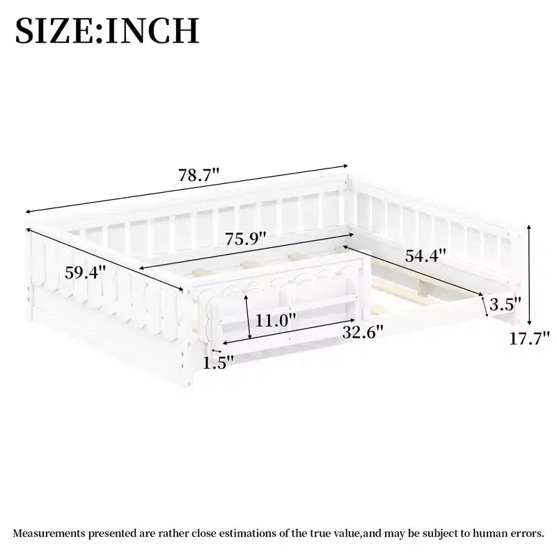 Naturale/Bianco, Letto a Piattaforma Semi-Chiuso con Mensole, Singolo/Piazza e Mezza, 1 Bambino