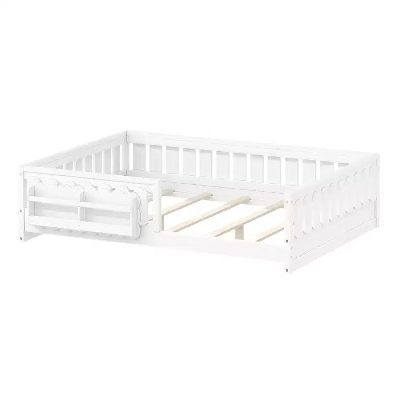 Naturale/Bianco, Letto a Piattaforma Semi-Chiuso con Mensole, Singolo/Piazza e Mezza, 1 Bambino