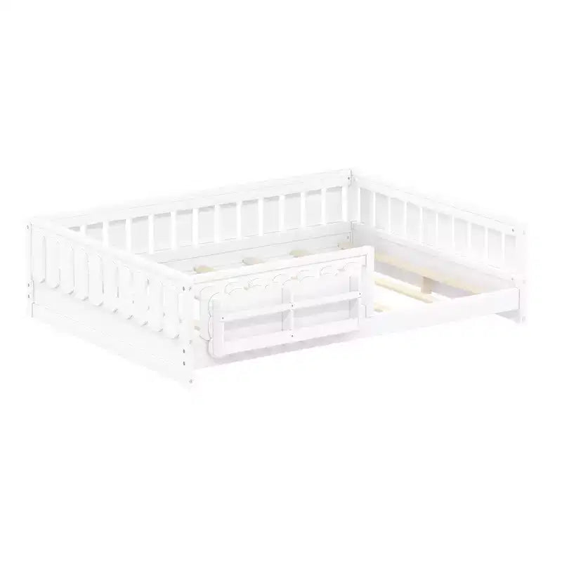 Naturale/Bianco, Letto a Piattaforma Semi-Chiuso con Mensole, Singolo/Piazza e Mezza, 1 Bambino