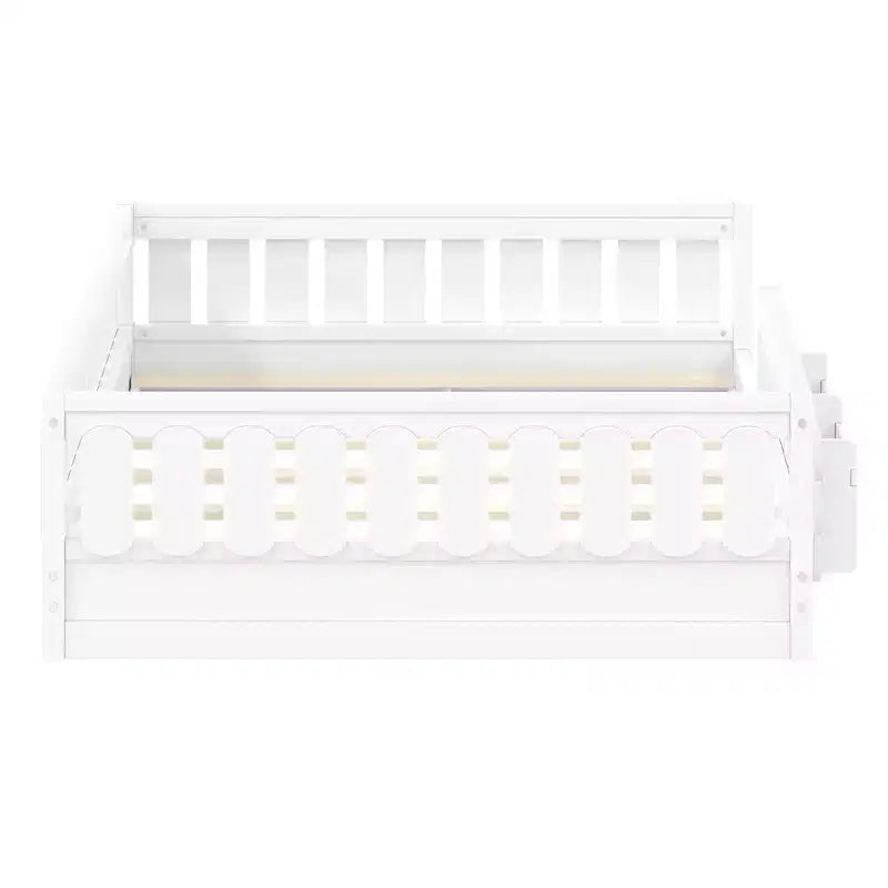 Naturale/Bianco, Letto a Piattaforma Semi-Chiuso con Mensole, Singolo/Piazza e Mezza, 1 Bambino