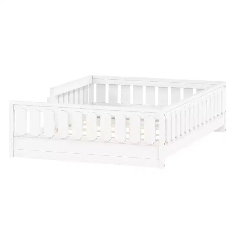 Naturale/Bianco, Letto a Piattaforma Semi-Chiuso con Mensole, Singolo/Piazza e Mezza, 1 Bambino