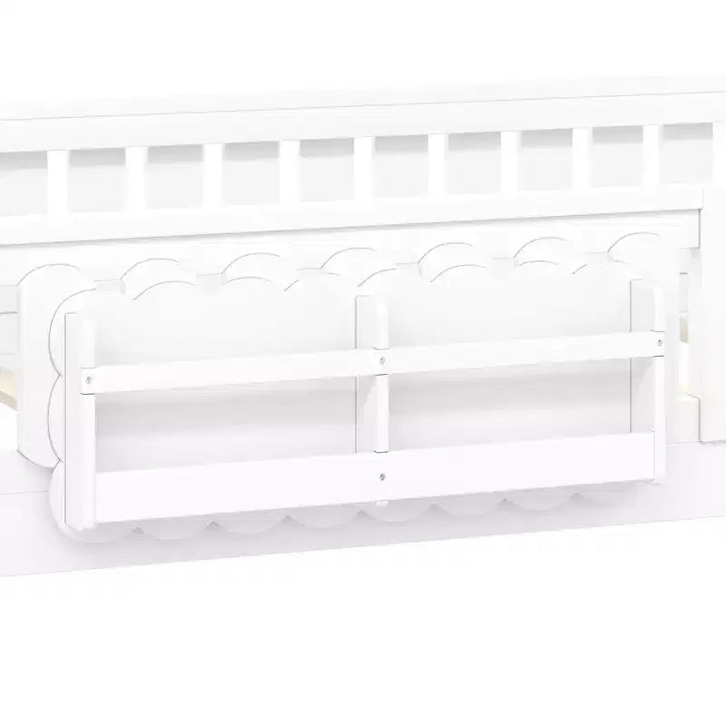 Naturale/Bianco, Letto a Piattaforma Semi-Chiuso con Mensole, Singolo/Piazza e Mezza, 1 Bambino